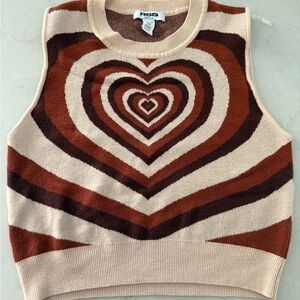 RSQ Boxy Graphic Tank Top Brown and Cream XL but fits SM or Med